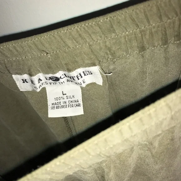 Saks Fifth Avenue Real Clothes 100% Silk Top & Slacks Set Size L See Desc/Measur - Picture 7 of 10